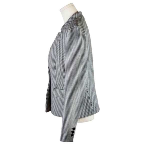 Banana Republic Houndstooth Blazer Black White Stretch Size 6 Career - Picture 5 of 11